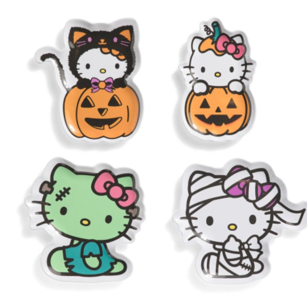 4pc Sanrio 2024 Hello Kitty Halloween Small Plate Set Melamine Pumpkin Mummy